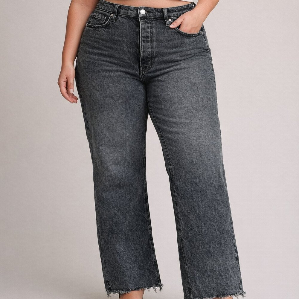 We the Free Womens Black Jeans Raw Hem Straight Leg Size 26